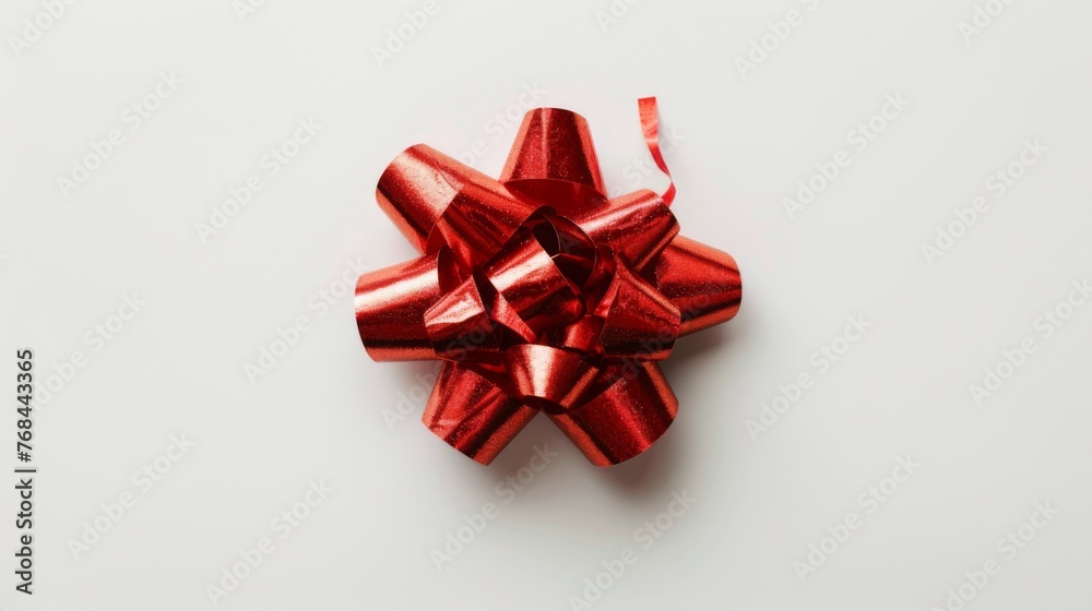 Red gift bow on white background. Gift wrapping ribbon Red gift bow on white background. Gift wrapping ribbon