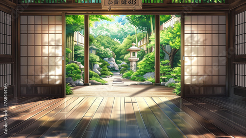 Anime-Style Japanese Temple Room