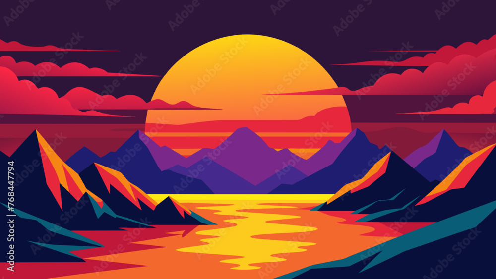 sunset over the mountains