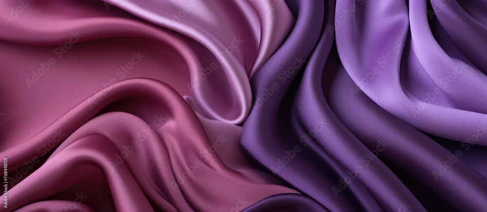 Obraz premium A close up of two shimmering satin fabrics in shades of purple and pink, resembling petals of a violet flower. The luxurious textures and colors create a mesmerizing visual arts piece