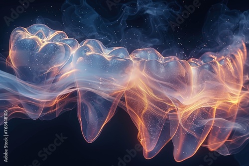 Illuminated human tooth.