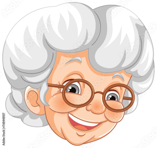 Vector illustration of a smiling elderly woman.