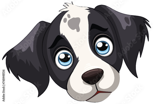 Cute cartoon puppy with big blue eyes