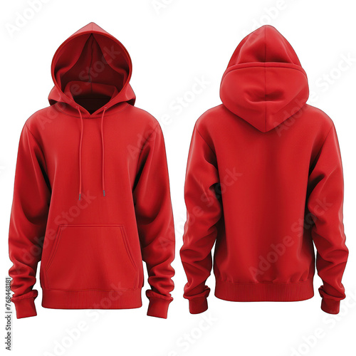 Red hoodie jacket mock up isolated on white background. 3d rendering, 3d illustration. isolated, transparent background png
