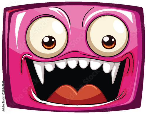Vibrant pink monster with a big smile