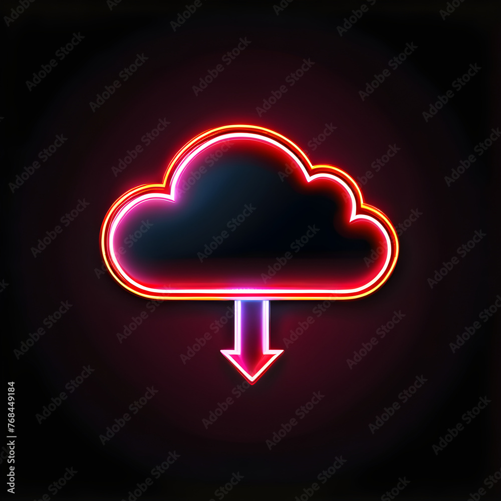 Radiant Red Neon Cloud Icon: Brighten Your Design Sky(Generative AI) Radiant Red Neon Cloud Icon: Brighten Your Design Sky(Generative AI)