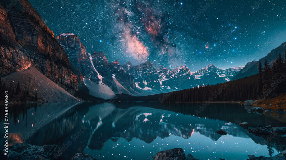 An awe-inspiring image of a crystal clear mountain lake reflecting the ...