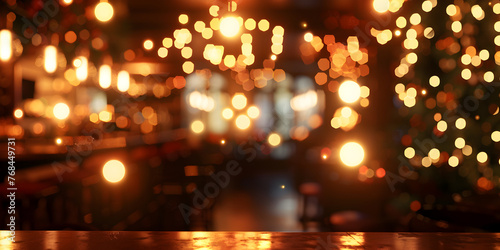 Golden glitter retro lights bokeh abstract background shiny blurred festive holiday texture, Closeup of twinkling christmas lights display,Defocused nightlights blurred background.

 photo