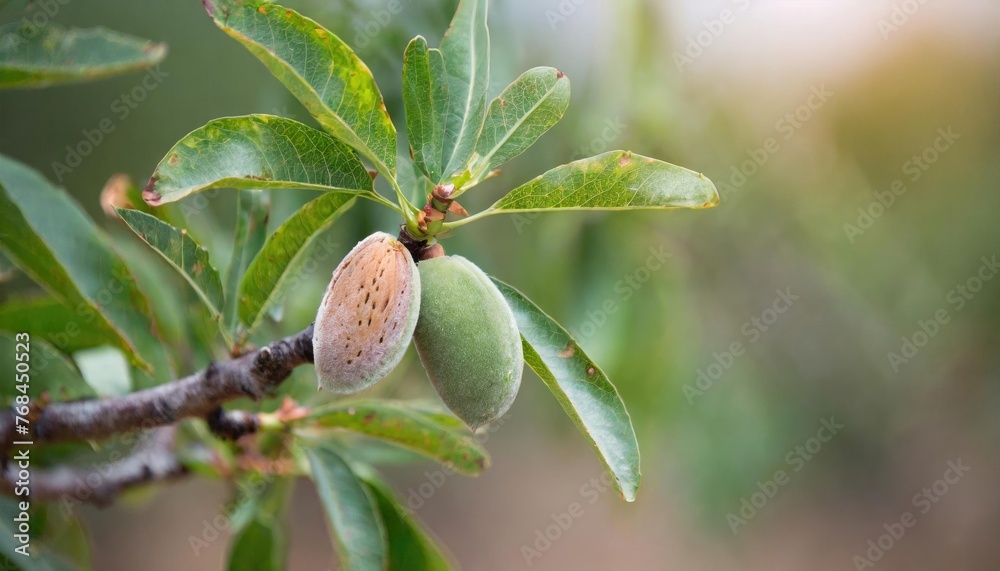 Close-Up of Fresh Almonds on Tree Close-Up of Fresh Almonds on Tree