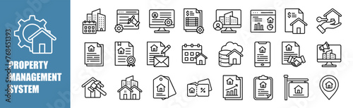 PROPERTY MANAGEMENT SYSTEM icon set for design elements