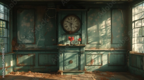 old clock in a collapsing room