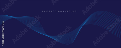 Abstract vector background with blue wavy lines. Blue wave background. Blue lines vector illustration. Curved wave. Abstract wave element for design.

