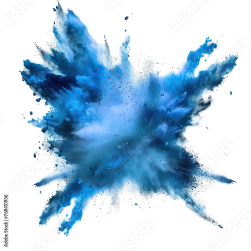 Splash of blue dust on white isolated, background. png