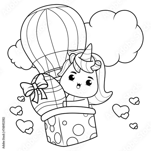 Easter unicorn coloring page for kids