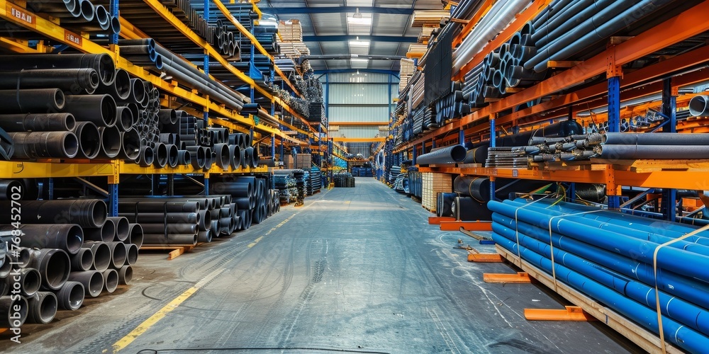 A large warehouse with many pipes and tubes