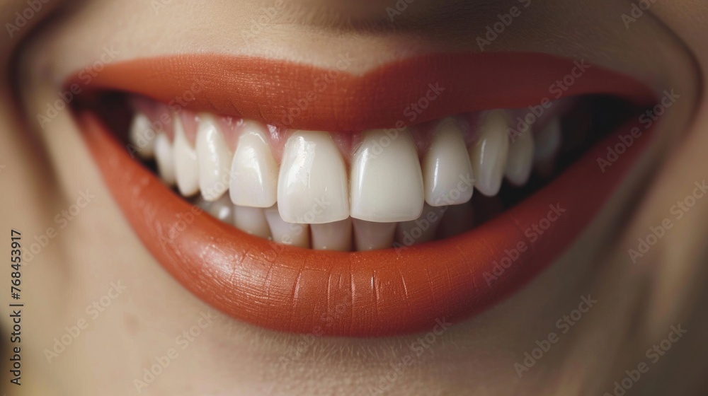 Beautiful Woman Smile With White Teeth. Concept of Teeth Whitening, Dental Health and Lip Care. Beautiful Woman Smile With White Teeth. Concept of Teeth Whitening, Dental Health and Lip Care.