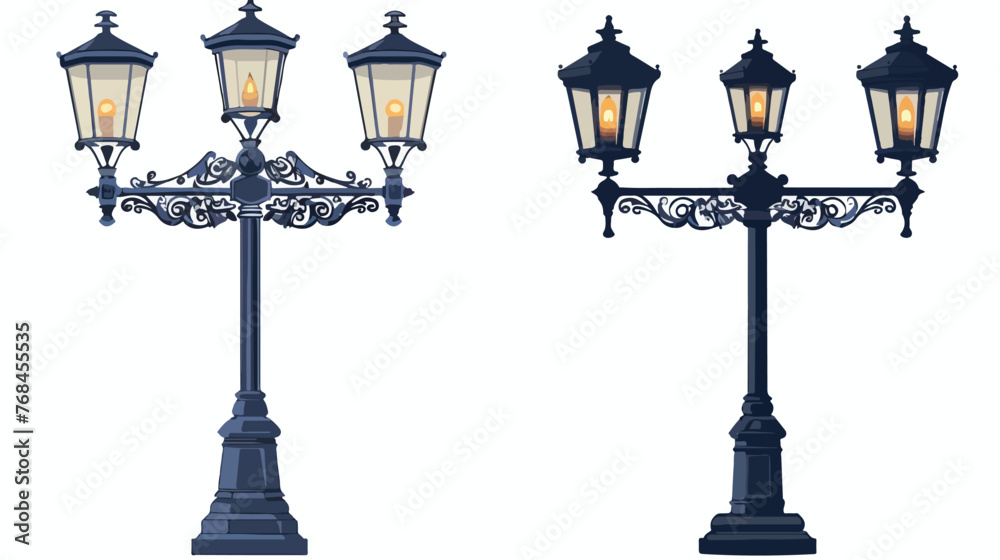 Antique street light. flat vector isolated on white background