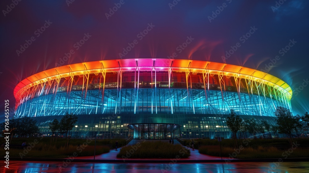 Naklejka premium Olympic stadium illuminated exterior