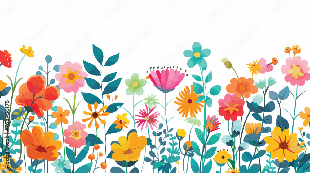 background pilan colorful color flowers flat vector  - obrazy, fototapety, plakaty 