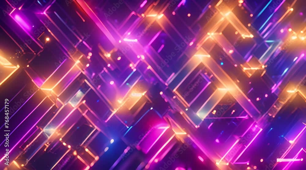 colorful lines of light connected by dots of light and forming triangles and pentagons colorful lines of light connected by dots of light and forming triangles and pentagons