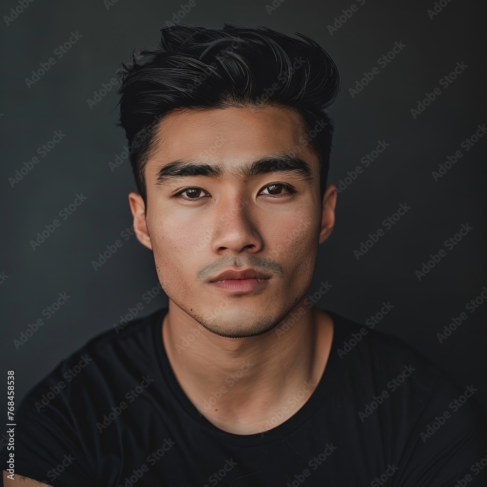 Portrait shot of attractive young man wearing black tshirt. Portrait shot of attractive young man wearing black tshirt.
