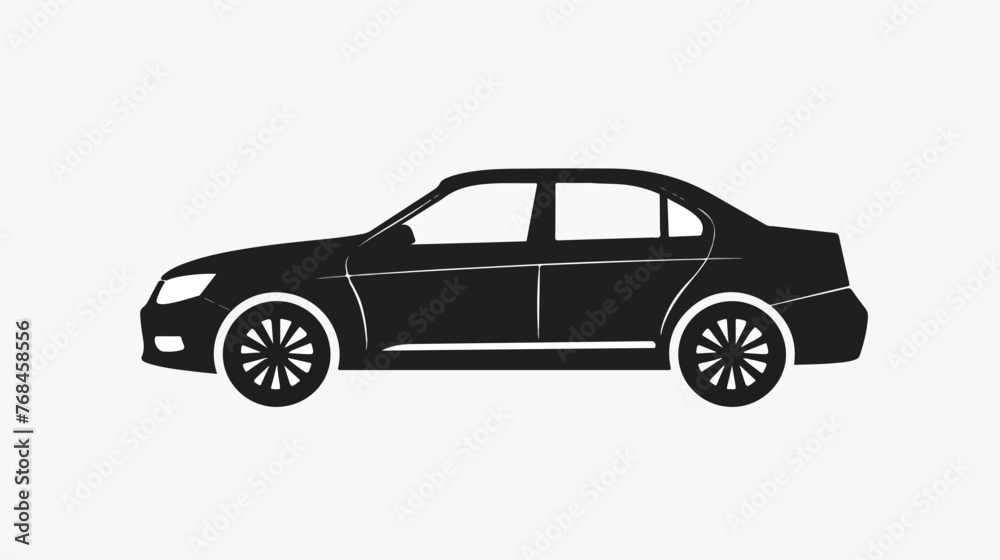 Car black icon in white background flat vector 