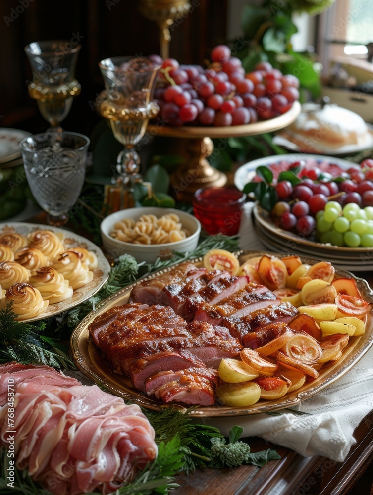 Buffet is served during Christmas party. Buffet is served during Christmas party.
