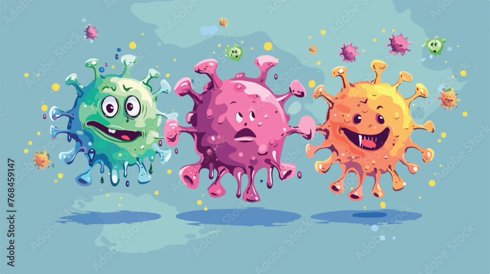 Cartoon mascot character virus or bacterium painter 