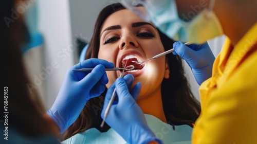 Professional dentist working in modern clinic