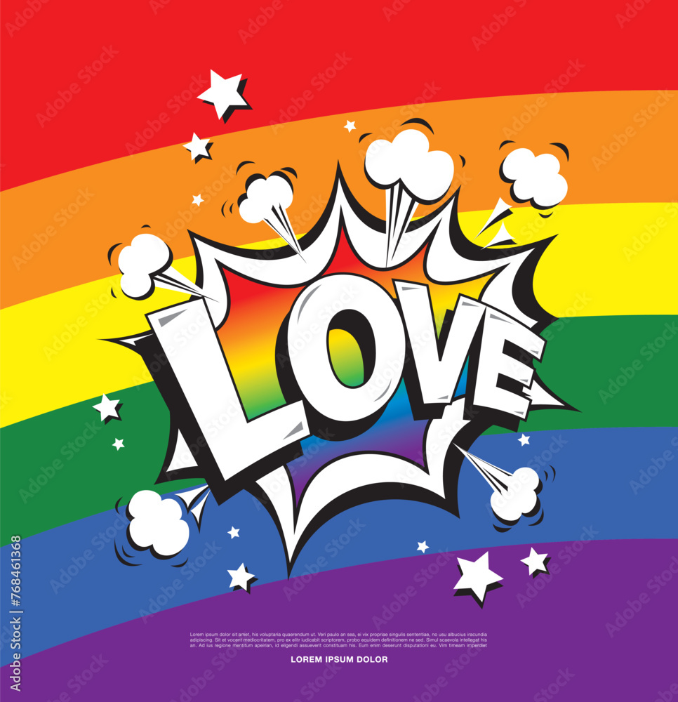 Fototapeta premium Pride, lgbt poster design, lgbt rainbow symbol, vector illustration