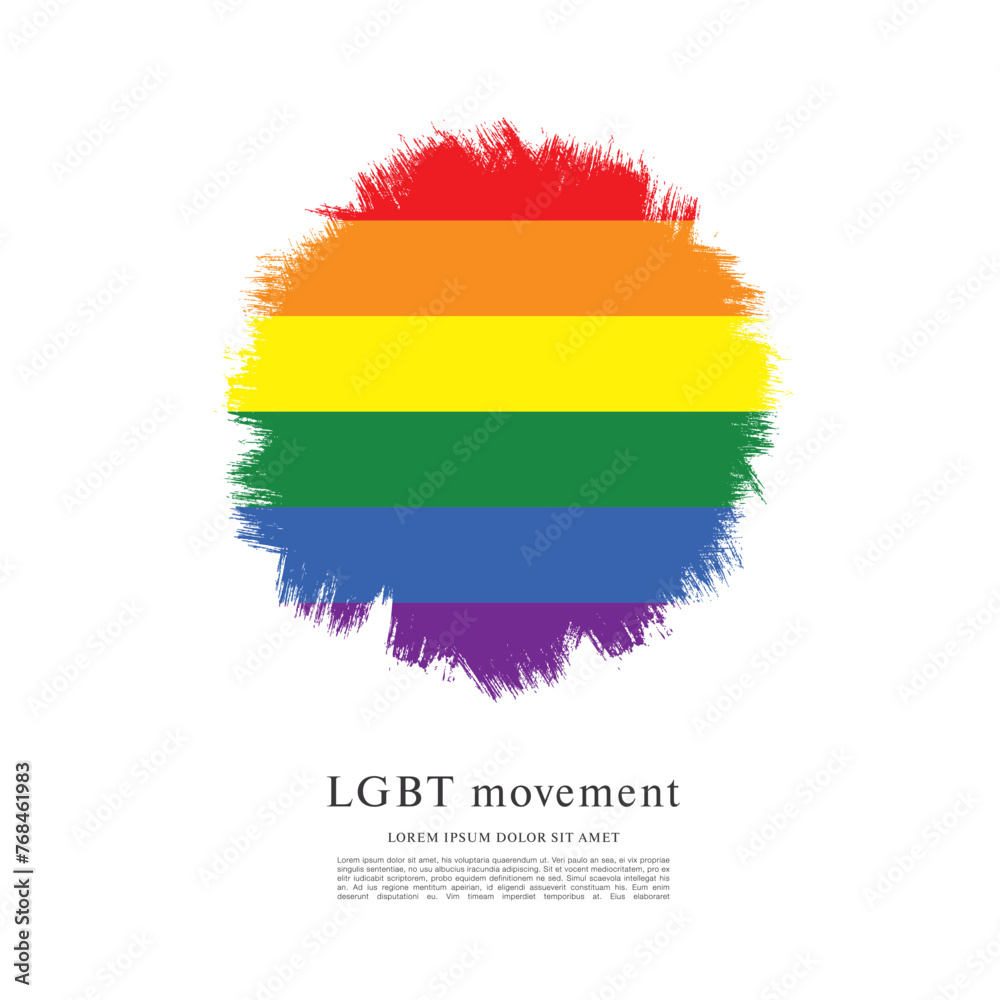 Obraz premium Rainbow flag, LGBT movement, vector illustration, brush stroke background