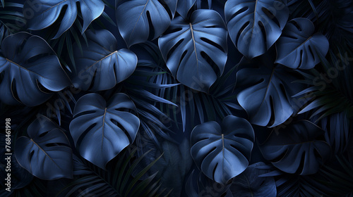 Textures of abstract black leaves for tropical leaf background.tropical leaf