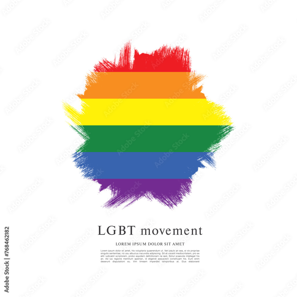 Obraz premium Rainbow flag, LGBT movement, vector illustration, brush stroke background