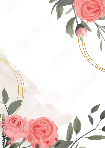 Pink and white vector realistic golden luxury invitation with flora and flower