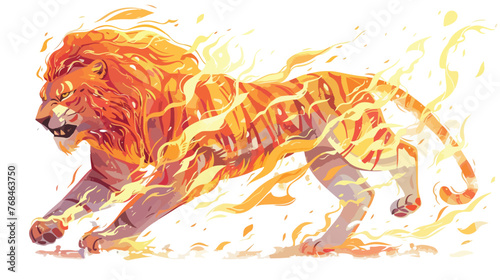 digital illustration of magical creature lion tiger 
