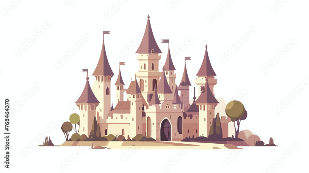 distant fantasy castle flat vector isolated on white 
