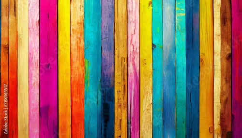 colorful wooden background, rainbow wood planks
