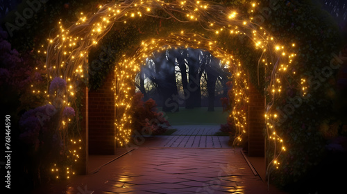 Charming tunnel of twinkling lights