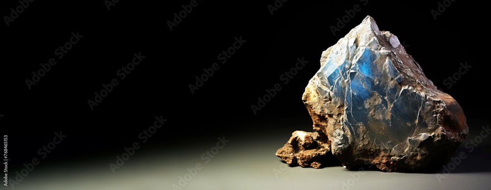 Ashburtonite is a rare precious natural stone on a black background. AI generated. Header banner mockup with space. Ashburtonite is a rare precious natural stone on a black background. AI generated. Header banner mockup with space.