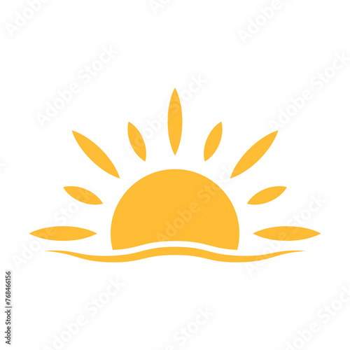 A half sun is setting downwards icon vector sunset concept for graphic design, logo, website, social media, mobile app, UI illustration