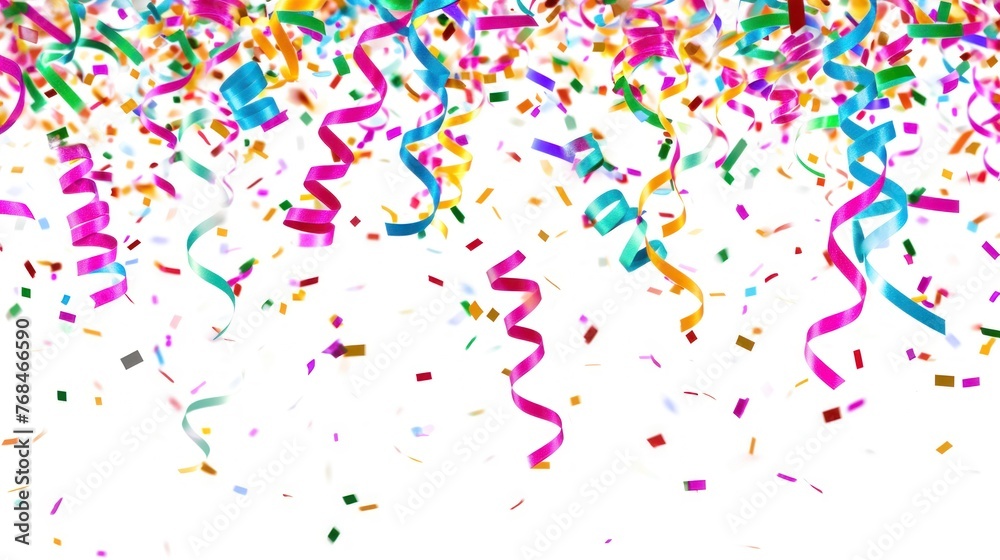 Fototapeta premium Festive party confetti background. White background