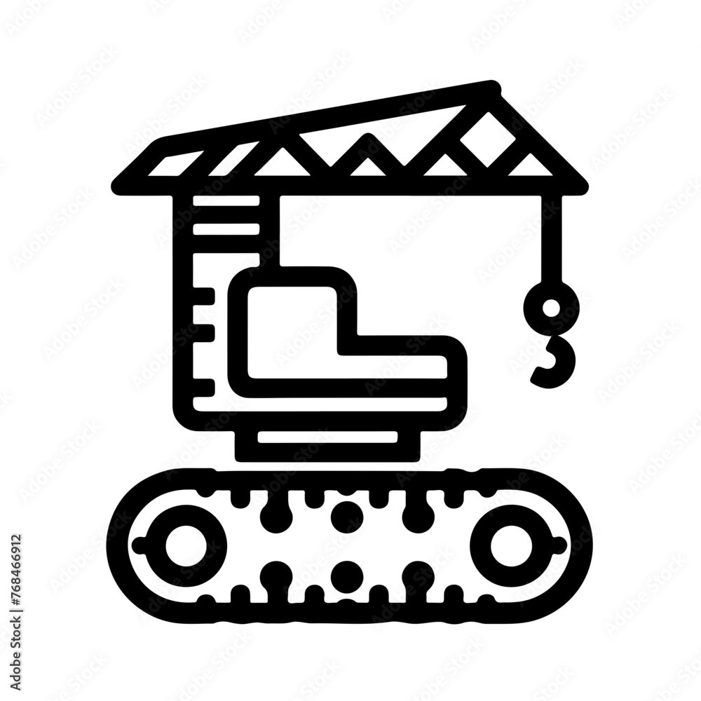 crawler crane as a simple single icon logo vector illustration, isolated on transparent background