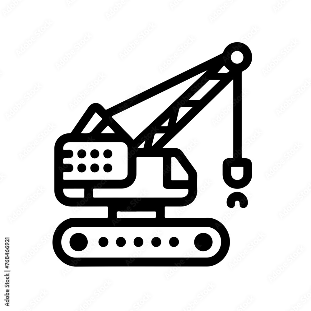 Naklejka premium crawler crane as a simple single icon logo vector illustration, isolated on transparent background