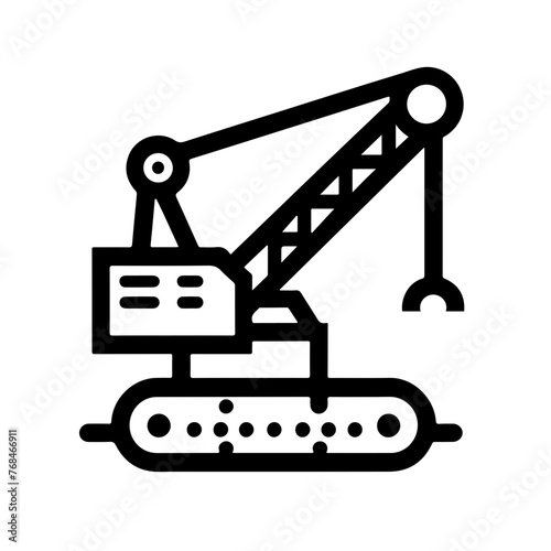 crawler crane as a simple single icon logo vector illustration, isolated on transparent background