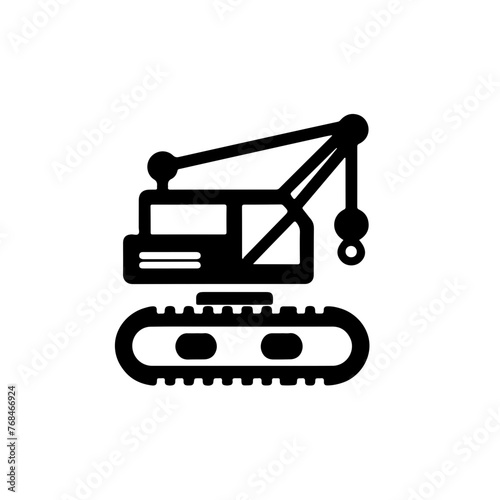 crawler crane as a simple single icon logo vector illustration, isolated on transparent background