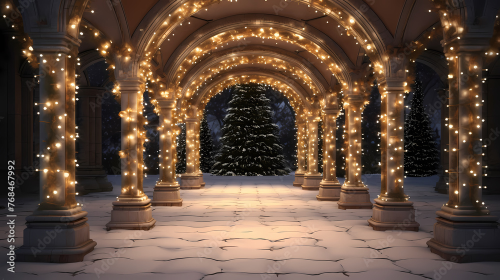Obraz premium Charming tunnel of twinkling lights