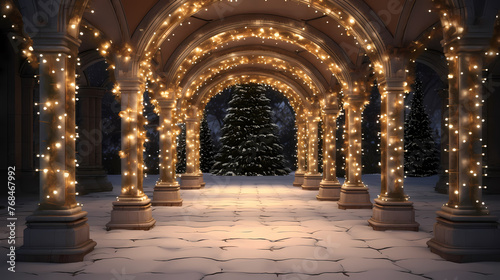 Charming tunnel of twinkling lights