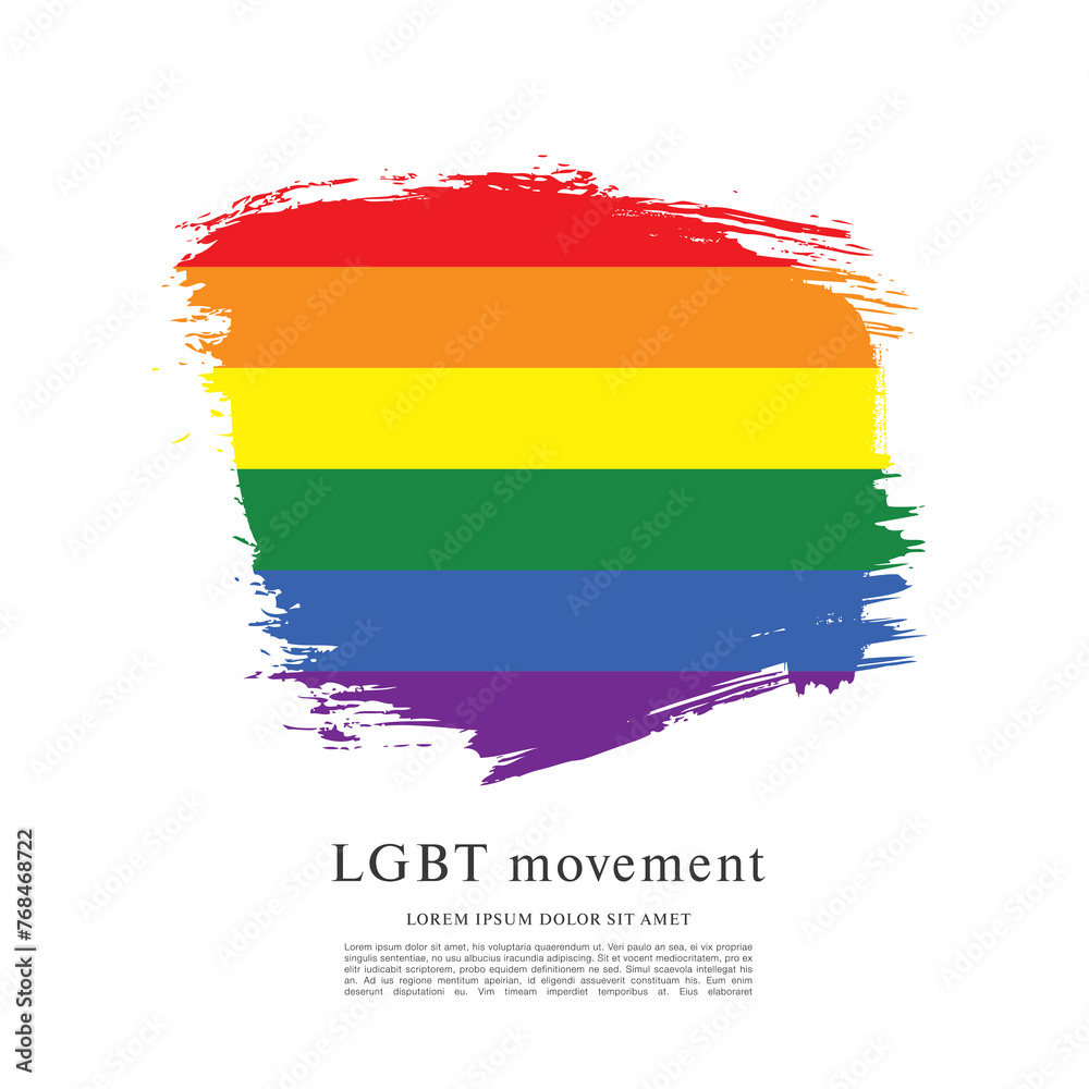 Obraz premium Rainbow flag, LGBT movement, vector illustration, brush stroke background