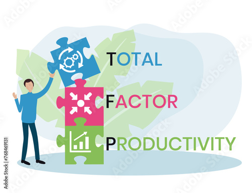 TFP, TOTAL FACTOR PRODUCTIVITY acronym. business concept background. vector illustration concept with keywords and icons. lettering illustration with icons for web banner.