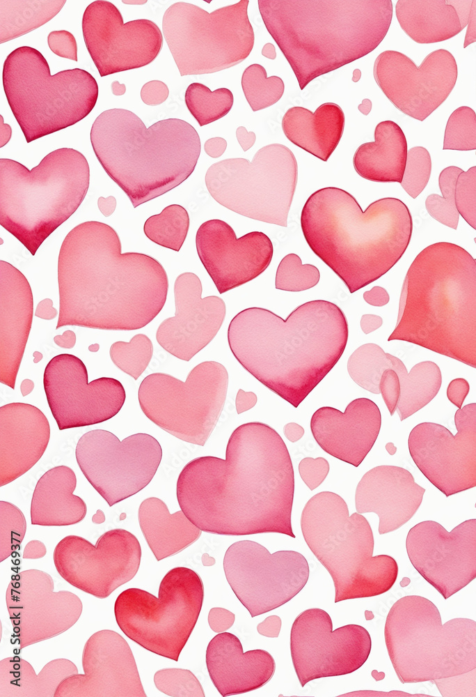 pink watercolor painted hearts vintage illustration isolated on a transparent background,   colorful background